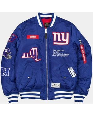 KTZ New York Giants X Alpha X Ma-1 Bomber Jacket - Blue