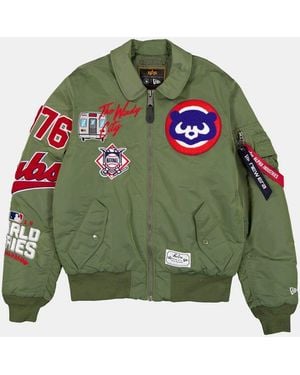 Alpha Industries Chicago Cubs X Alpha X New Era Ma-1 Collared Bomber Jacket - Green
