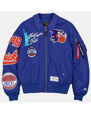 Alpha Industries New York Knicks X Alpha X New Era Ma-1 Collared Bomber Jacket - Blue