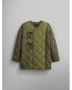 Alpha Industries Women's Mixed Media Quilted Long Liner (og-107 Green)