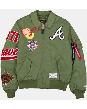 Alpha Industries Atlanta Braves X Alpha X New Era Ma-1 Collared Bomber Jacket - Green