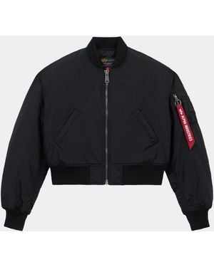 Alpha Industries Ma-1 Cropped Oxford Bomber Jacket Womens - Black