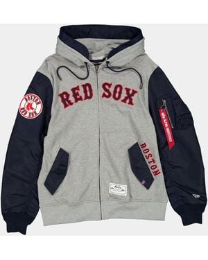 KTZ Boston Red Sox X Alpha X Ma-1 Zip Up Hoodie - Blue