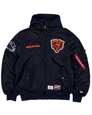 Alpha Industries Chicago Bears X Alpha X New Era Hooded Ma-1 Bomber Jacket - Blue