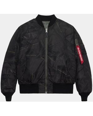 Alpha Industries Ma-1 Zippered Print Flight Jacket - Black