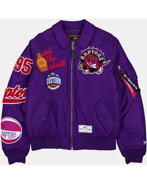 Alpha Industries Toronto Raptors X Alpha X New Era Ma-1 Collared Bomber Jacket - Purple