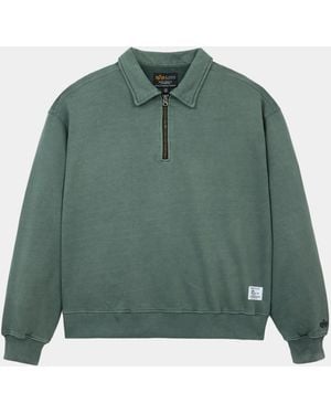 Alpha Industries Essential 1/4 Zip Battlewash Sweatshirt - Green