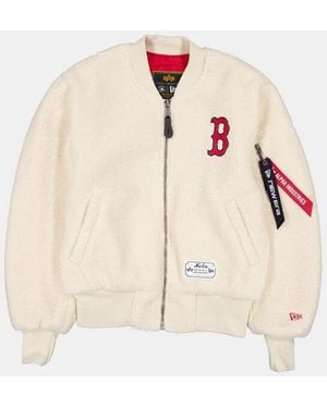 Alpha Industries Boston Red Sox X Alpha X New Era Ma-1 Sherpa Bomber Jacket Womens - Natural