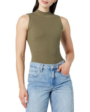 The Drop Karolina Sleeveless Ribbed Mock-Neck Sweater T-Shirts Tendance - Blu