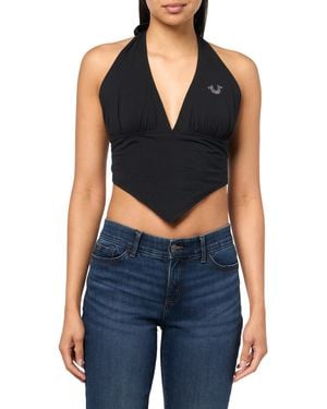 True Religion Hs Bandeau Halter Crop Top - Blue