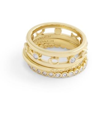 COACH Signature C Open Ring Set - Metallic
