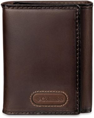 Dockers Extra Capacity Leather Trifold Wallet With Logo Ornament - Brown