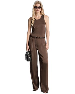 Michael Kors Satin Wide Leg Pant - Brown
