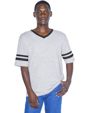 American Apparel 50/50 Football V-neck Short Sleeve T-shirt - Blue