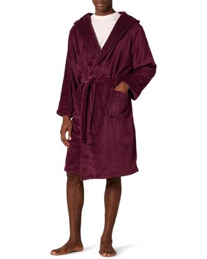 Amazon Essentials Mid-length Plush Bathrobe - Red