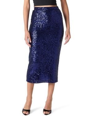 The Drop Bianca Sequin Midi Skirt - Blue