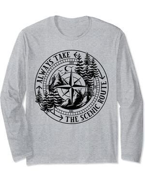 Camper Always Take The Scenic Route Long Sleeve T-shirt - Gray