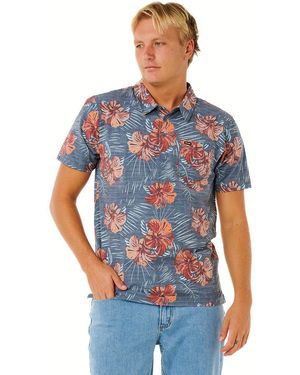 Rip Curl Session Aerotech Short Sleeve Polo Shirt - Blue