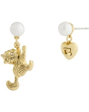 COACH Jewelry Signature C Cat Pearl Earrings - Metallic