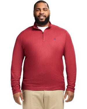 Izod Big & Tall Performance Comfort Quarter Zip Long Sleeve Shirt - Red