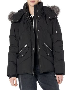 Marc New York Luxurious Dtm Faux Fur Trimmed Hood Puffer Coat - Black