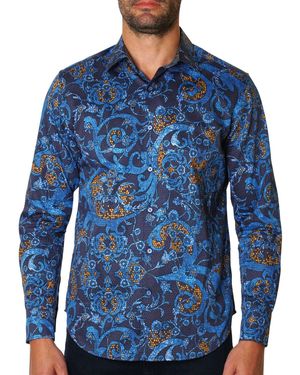 Robert Graham S, Landry Long Sleeve Woven Button Down Shirt, Medium, Blue