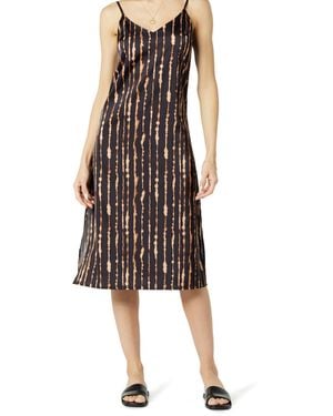 The Drop Ana Silky V-Neck Midi Slip Dress Robes - Noir