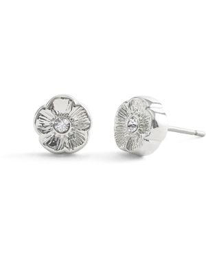 COACH Jewelry Signature Tea Rose Stud Earrings - Metallic