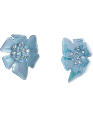 Betsey Johnson Garden Glam Flower Stud Earrings - Blue