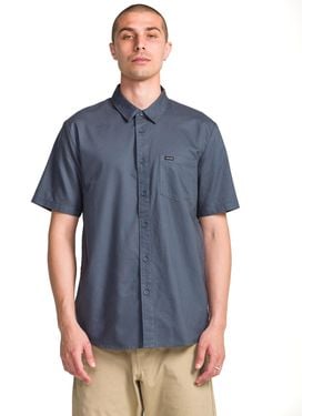 Volcom Orion Short Sleeve Button Down Woven Shirt - Blue