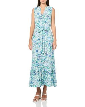 Jones New York Smocked Yoke Tiered Maxi Dress - Blue