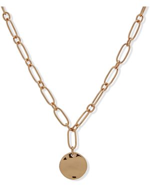 Nine West 17" Wavy Textured Pendant Necklace Gold Tone - Metallic