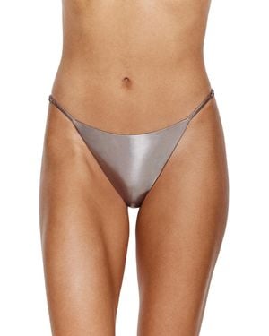 Gottex Flirtt Shine Bright Bikini Bottom - Mid Rise, Adjustable Sides, Front & Back Lining, Tops Sold Separately - Gray