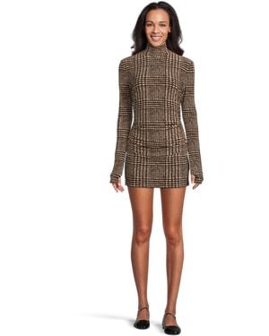 Norma Kamali Long Sleeve Turtleneck Pickleball Dress - Brown