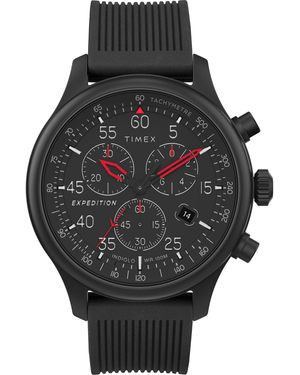 Timex 's Expedition Field Chrono 43mm Watch – Black Case & Dial With Black Silicone