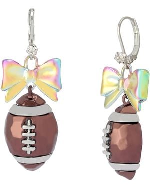 Betsey Johnson Kick Off Bow Football Drop Earrings - Metallic