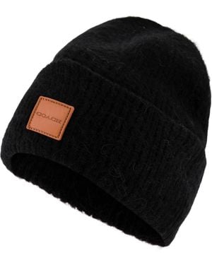 COACH Leather Patch Beanie - Black