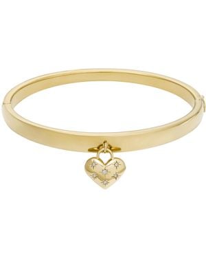 Fossil Sadie All My Love Gold-tone Stainless Steel Heart Bangle Bracelet - Metallic