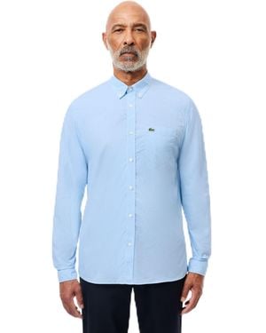 Lacoste S Regular Fit Gingham Poplin Shirt - Blue