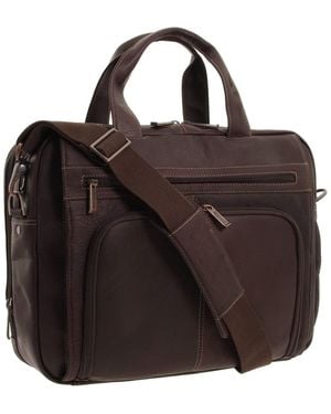 Kenneth Cole Full-grain Colombian Leather Briefcase Expandable Rfid 15.6" Laptop Computer Business Portfolio Shoulder Bag - Black