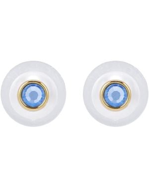 Fossil Bright Baubles White Shell And Blue Rhinestone Stud Earrings