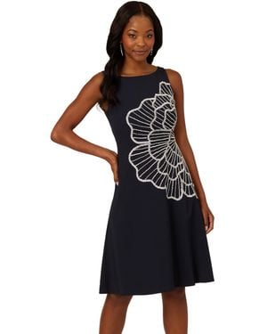 Adrianna Papell Bead Crepe Midi Dress - Black