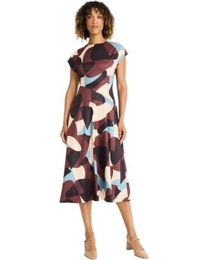 Maggy London Short Sleeve Dress With Full Skirt - Red