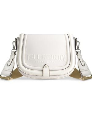 TRUE RELIGION Satteltasche Denim und Kunstleder Crossbody Geldbörse mit verstellbarem Schultergurt - Natur