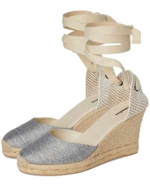 Soludos S Marseille Wedge Espadrille Silver 6.5 B - Black