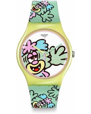 Swatch Casual Watch Yellow Bio-sourced Quartz Visty By Verdy - Green
