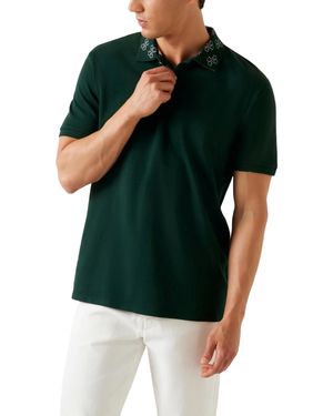 Guess Eco Short Sleeve Polo Logo Jacquard Collar - Green
