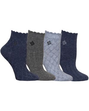 Columbia Flat-knit Textured Quarter Socks 4-pack - Blue