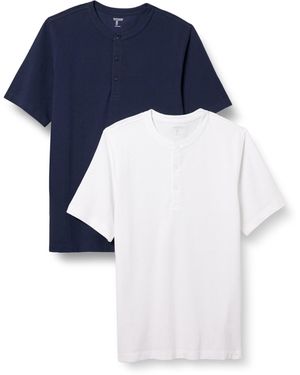 Amazon Essentials Regular-fit Pique Henley Met Korte Mouwen - Blauw