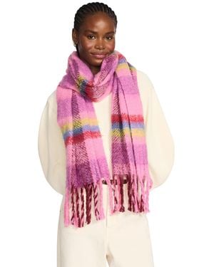 Steve Madden Lofty Plaid Winter Scarf - Pink